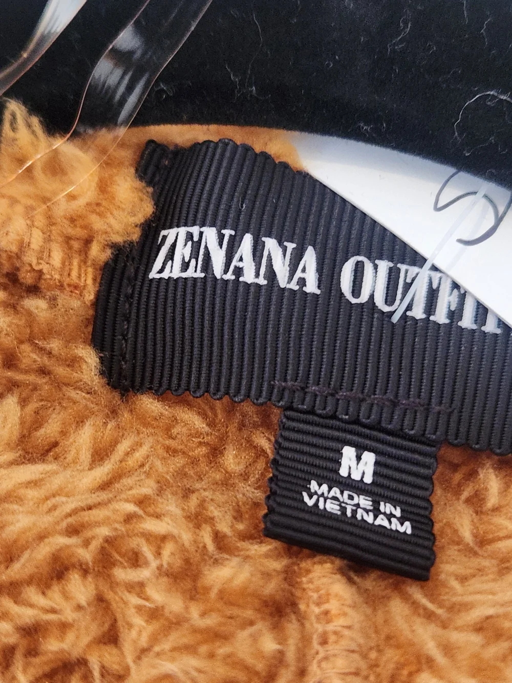 Zenana Outfitters Plush Hooded Teddy Jacket Vest in Camel M Euc